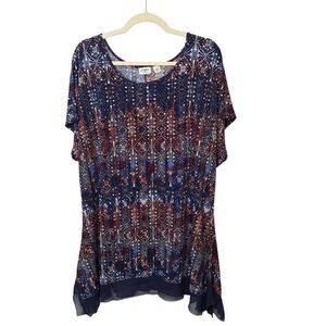 Cato Womens 18/20W Short Sleeve Top Shirt Flowy Casual Asymmetrical Pullover